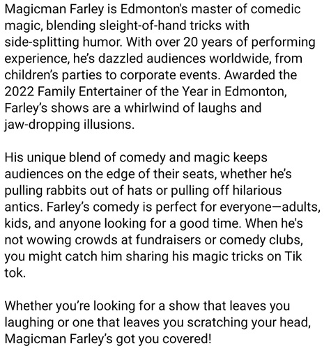 Faley Ramstead, Edmonton Magician